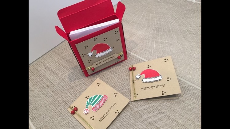 Jolly Friends 3 x 3 Card Gift Box, Fold Flat Box Video Tutorial using Stampin' Up products