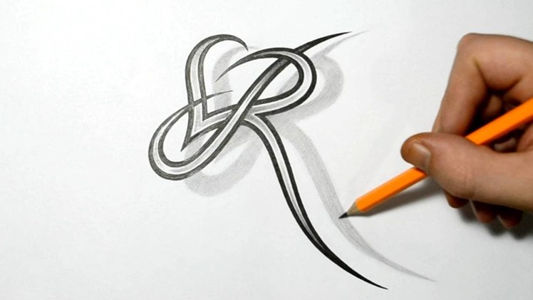 Letter R and Heart Combined - Tattoo Design Ideas for Initials