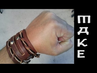Men's leather bracelet. cuff. maker video