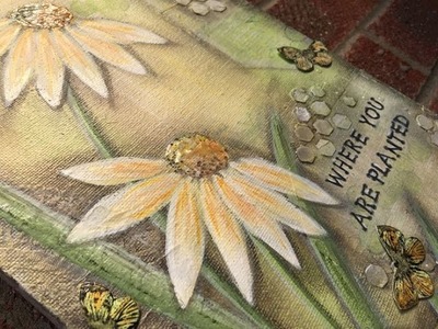 Mixed Media Flower Canvas using Faber Castell Design Memory Craft Products