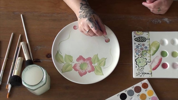 One Stroke Painting on Pottery. Ceramics