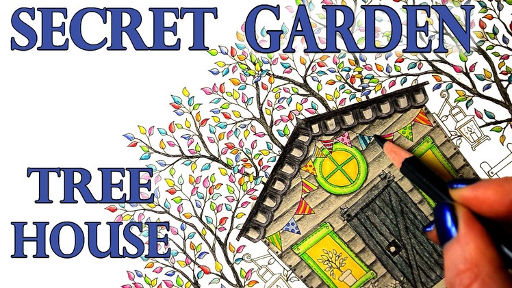 Secret Garden Tree House Coloring Book Tutorial -  Colored Pencil - Polychromos