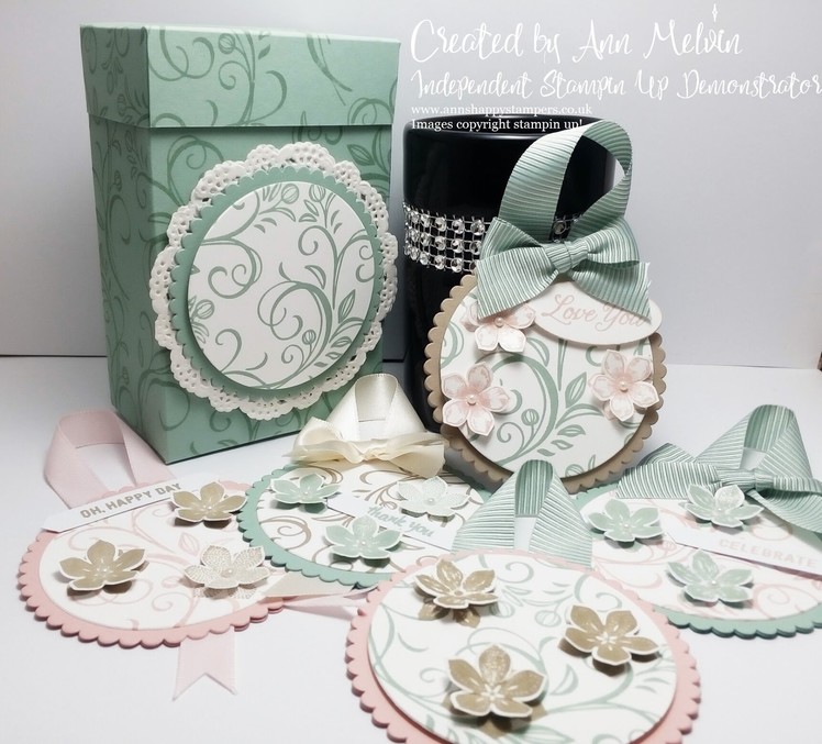 Stampin Up! Beautiful Circle gift Tags with matching box using Falling Flowers