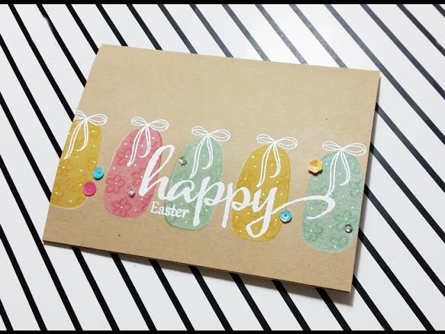 Stamping on Kraft Cardstock. Easter Card. Stretch your stamps