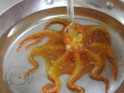 3D art painting a  blue ringed octopus in resin