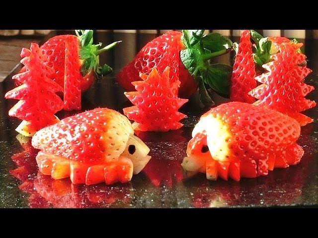 Art In Strawberry Turtles | Fruit Carving Garnish | Party Food Decoration | Italypaul.co.uk
