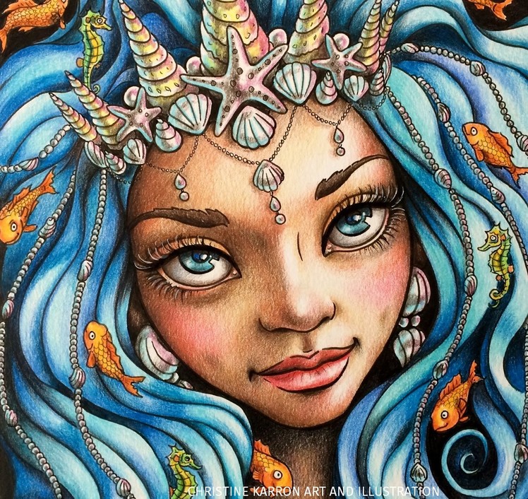 Colored Pencil Illustration SPEED PAINTING Mermaid Portrait by Ch.Karron