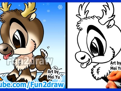 Disney Movie Frozen Sven inspired drawing - SUPER Cute Baby Reindeer - Fun2draw
