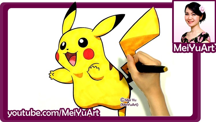Drawing Pikachu  - Cute Pokemon Fan Art Speed Drawing by Mei Yu - MeiYuArt