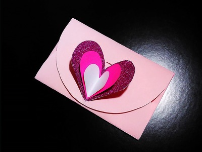 Easy heart envelope for Valentine's day or greeting card with lock. No templates!