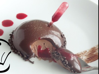 Glazed Chocolate Mousse Dome with Raspberry Sauce Pipette by Cupcake Savvy's Kitchen