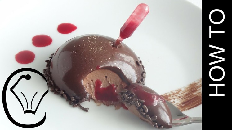 Glazed Chocolate Mousse Dome with Raspberry Sauce Pipette by Cupcake Savvy's Kitchen
