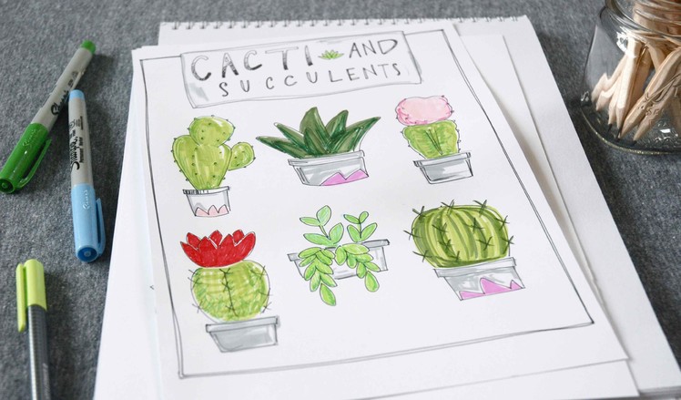 Let's Draw! Cacti + Succulents