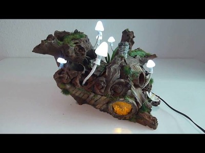 Mushroom lamp with root cave and sound