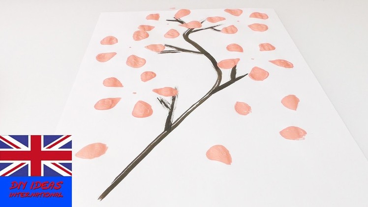 Paint paint cherry blossom tree with plastic bottle | Beautiful art for your home
