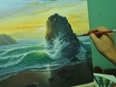 Acrylic Seascape Painting Lesson - Sunrise Beach by JMLisondra