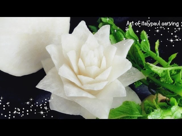 Art In White Radish Rose Flower | Vegetable Carving Garnish | Roses Garnish