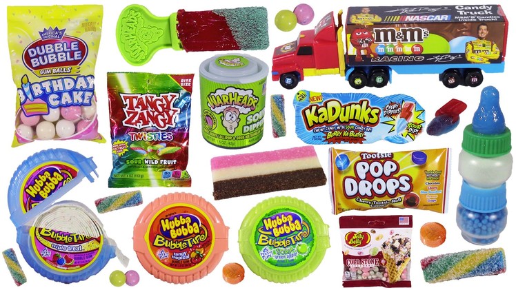 Candy BONANZA 9! KaDunks Baby Bottle POP 2D Hubba Bubble Tape M&M's Ice Cream Jelly Belly! FUN