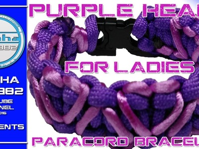 Paracord Bracelet for Girls Womens Ladies   Purple Heart   2016