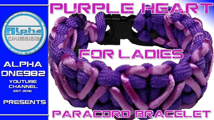 Paracord Bracelet for Girls Womens Ladies   Purple Heart   2016