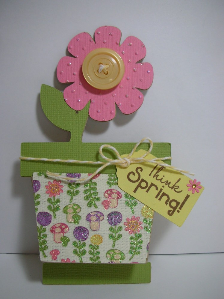 Think Spring-flower pot shaped card
