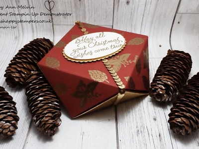 #10 Simple Sunday's, Beautiful heat embossed faceted gift box using Peace This Christmas