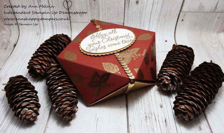 #10 Simple Sunday's, Beautiful heat embossed faceted gift box using Peace This Christmas