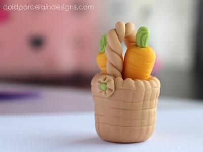 Cold porcelain mini basket with carrots