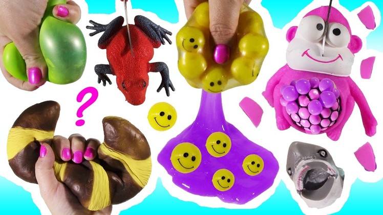 Cutting OPEN Squishy Pink MONKEY! Red Froggy Happy FACES! Homemade Slimy Shark Squishy! Pastry! FUN