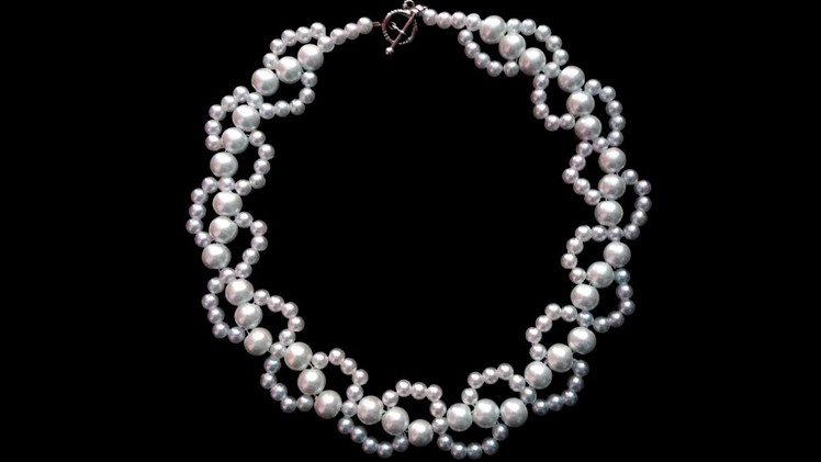 DIY elegant pearl (wedding) necklace . Beginners beaded necklace in less than 10 minutes