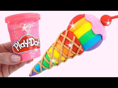 DIY How to Make Play Doh Rainbow Glitter Ice Cream Modelling Clay * RainbowLearning
