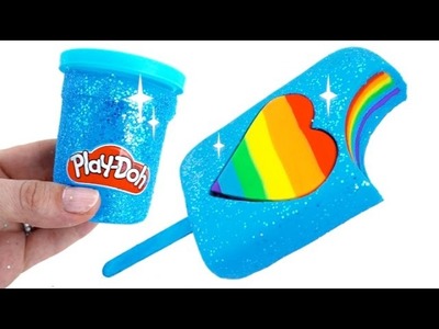 DIY How to Make Play Doh Sparkle Heart Popsicle Modelling Clay Learn Colors * RainbowLearning