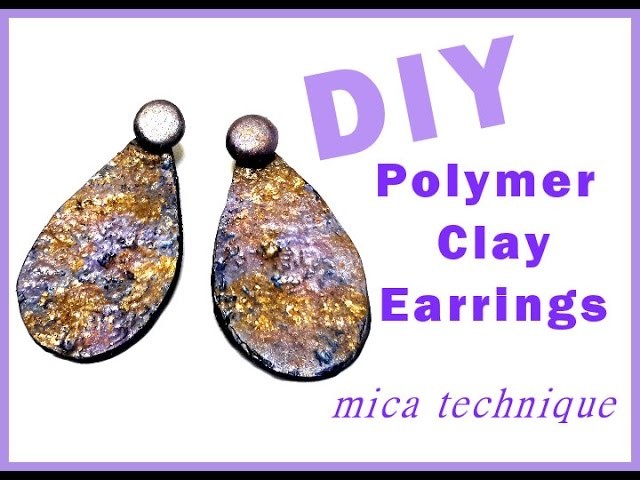 DIY Polymer clay earrings tutorial. Mica technique