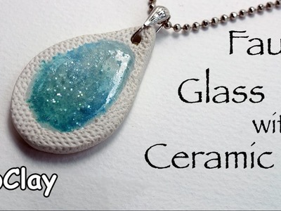 Faux ceramic pendant with fused glass - Polymer clay tutorial