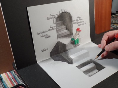 How to Draw 3D Staircase, Art Drawing Stairs