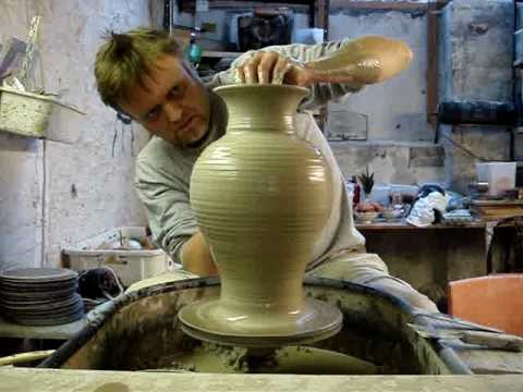 How to throw a big tall large pottery clay vase on a wheel LIVE !  pot throwing ingleton pottery