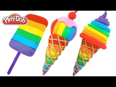 Play Doh Frozen! Make Rainbow Glitter Ice Cream with Play Dough Clay * RainbowLearning