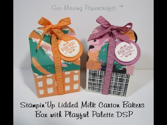 Stampin'Up Lidded Milk Carton Gift Box with Playful Palette DSP