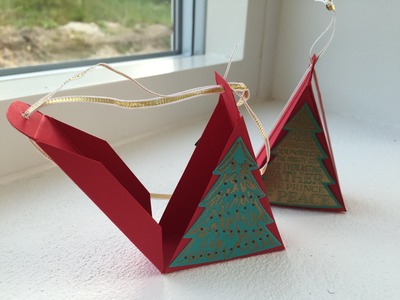 Triangular Christmas Tree Treat Box - Handmade using Peaceful Pines by Stampin' Up