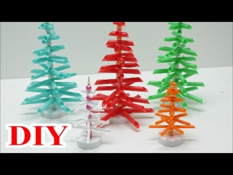 Best out of Waste Craft Ideas: DIY Drinking Straws Christmas Tree - Recycled Bottles Crafts