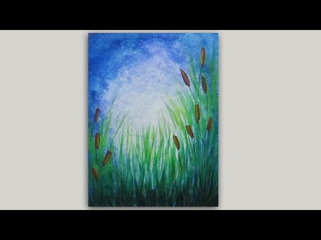Cattails and Long Grass Watercolour Painting