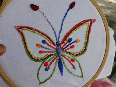 Hand Embroidery Butterfly Stitching by Amma Arts