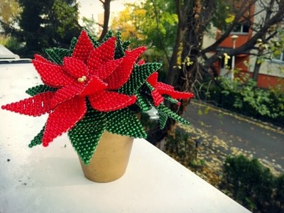 How to make a Christmas beaded flowers - Pointsettia Flower Beading Tutorial