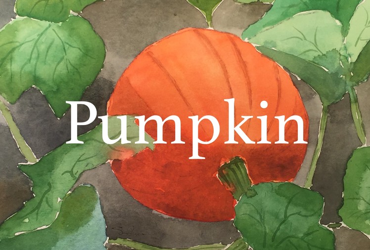 How to Paint a Pumpkin in Watercolour Watercolor Fall Autumn Tutorial Halloween Vegetable
