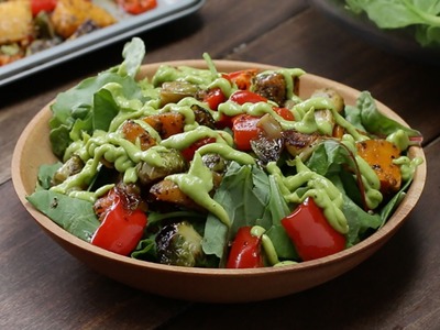 Roasted Veggie Salad With Avocado Dressing