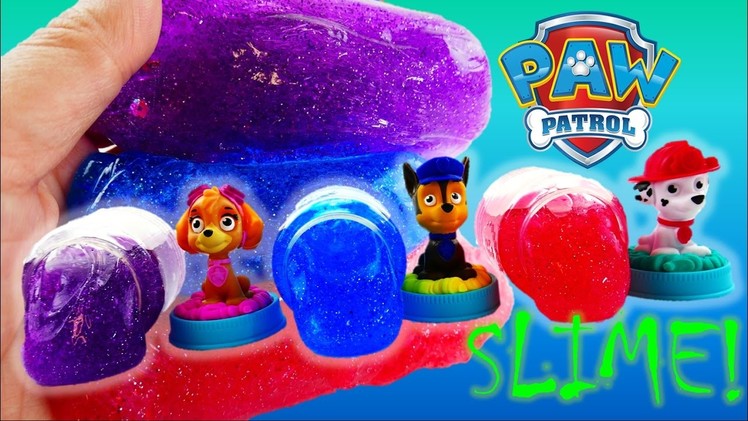 DIY Make Paw Patrol Glitter SLIME Putty with Marshall Chase Skye | Evies Toy House