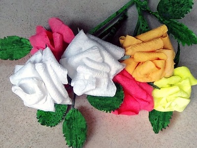 How To Make Rose Flowers With Paper Napkins |