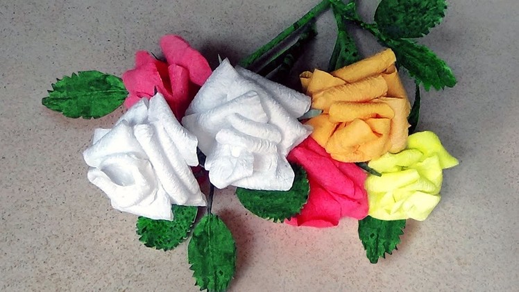 How To Make Rose Flowers With Paper Napkins |