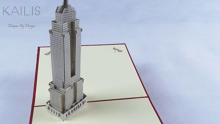 Kaili's 3D Empire State Building Quality Pop up Birthday Card Gift Handmade Kirigami Paper Art
