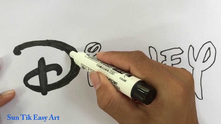 Sun Tik Easy Art | How to draw The Disney logo , videos 0011